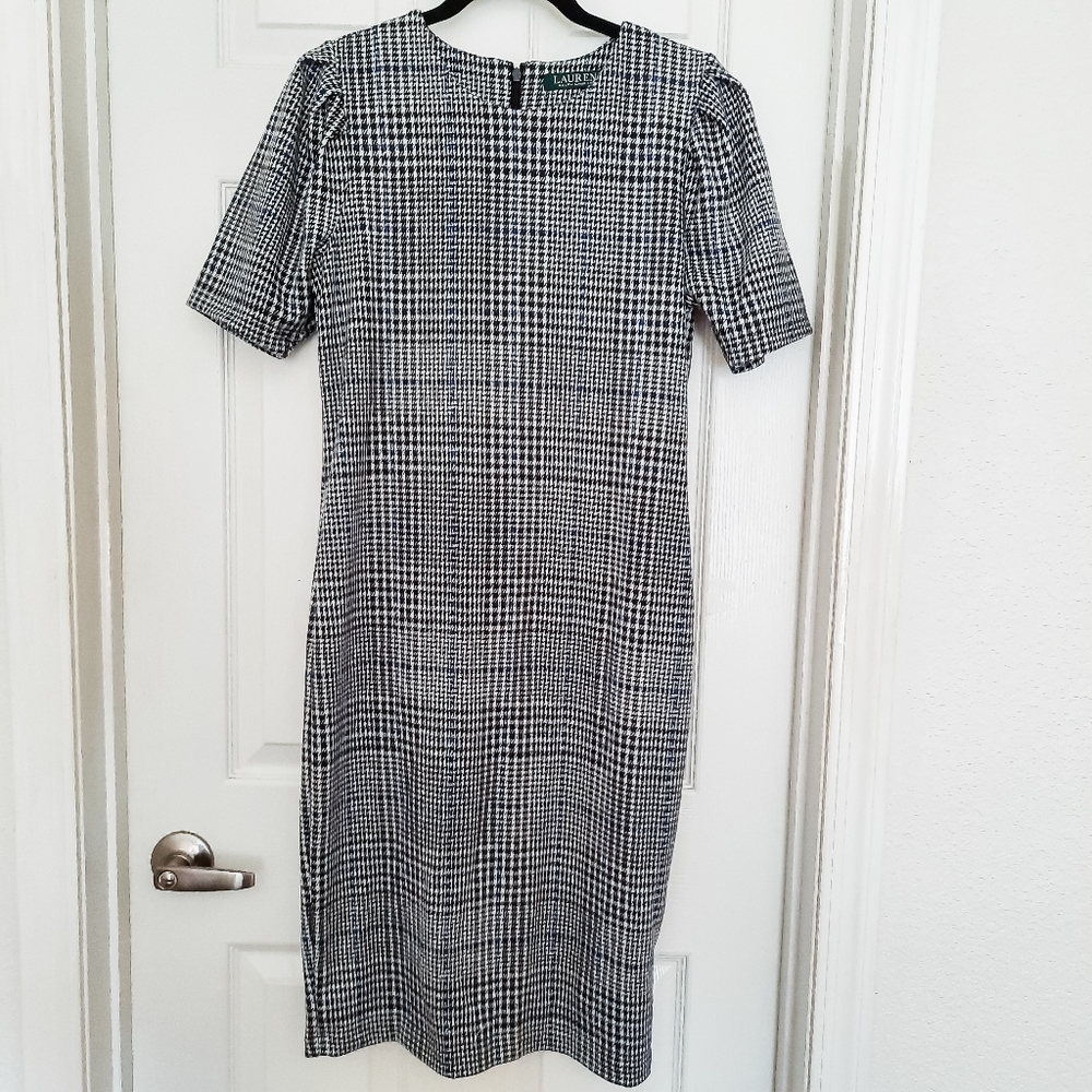 RALPH LAUREN houndstooth puff sleeve dress